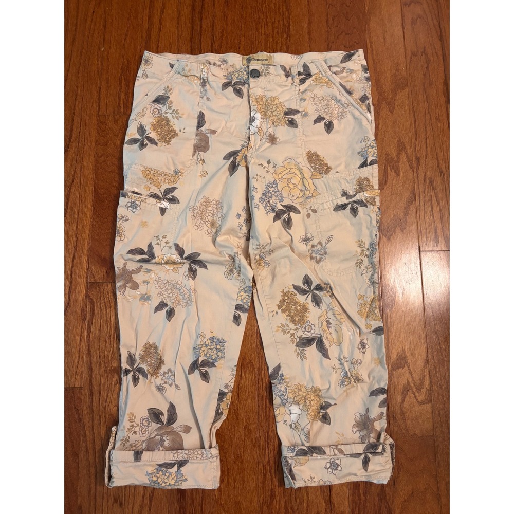 Democracy Flex-ellent Floral Roll Cargo Ankle Pants Size 12